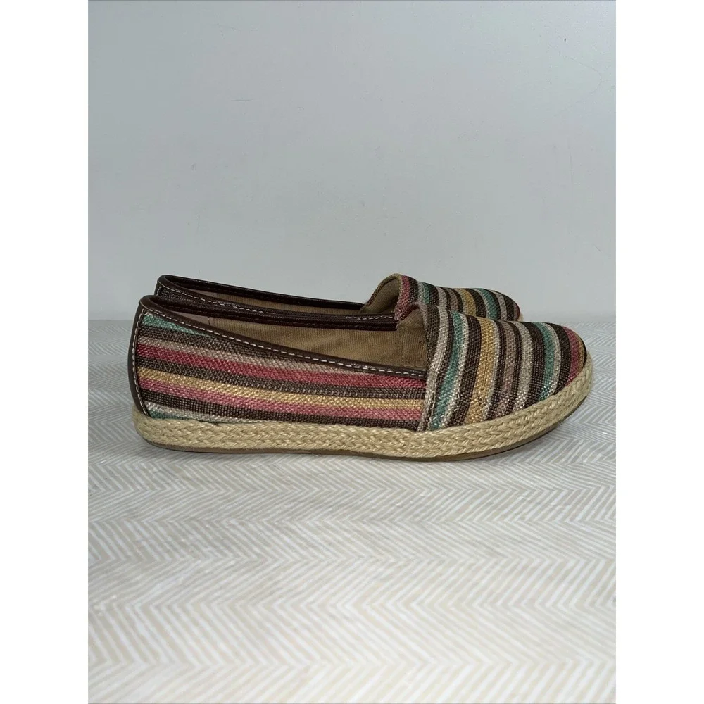 BOC Born Womens Franki Espadrille Flats Sz 6M Striped Slip On Shoes Comfort 90's